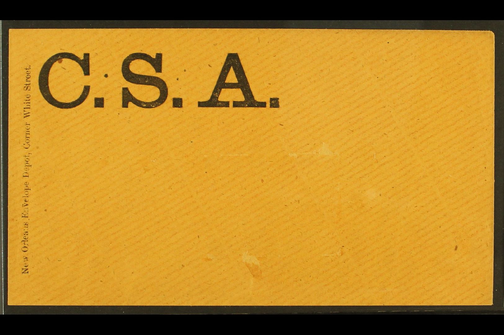 1861 PATRIOTIC COVER.  Unused Envelope With Large Black "C.S.A" And Small Imprint "New Orleans, Envelope Depot, Corner W - Autres & Non Classés