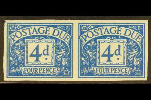 POSTAGE DUE  1954-5 4d Blue, Wmk Tudor Crown, IMPERFORATE PAIR, SG D43a, Never Hinged Mint. For More Images, Please Visi - Otros & Sin Clasificación