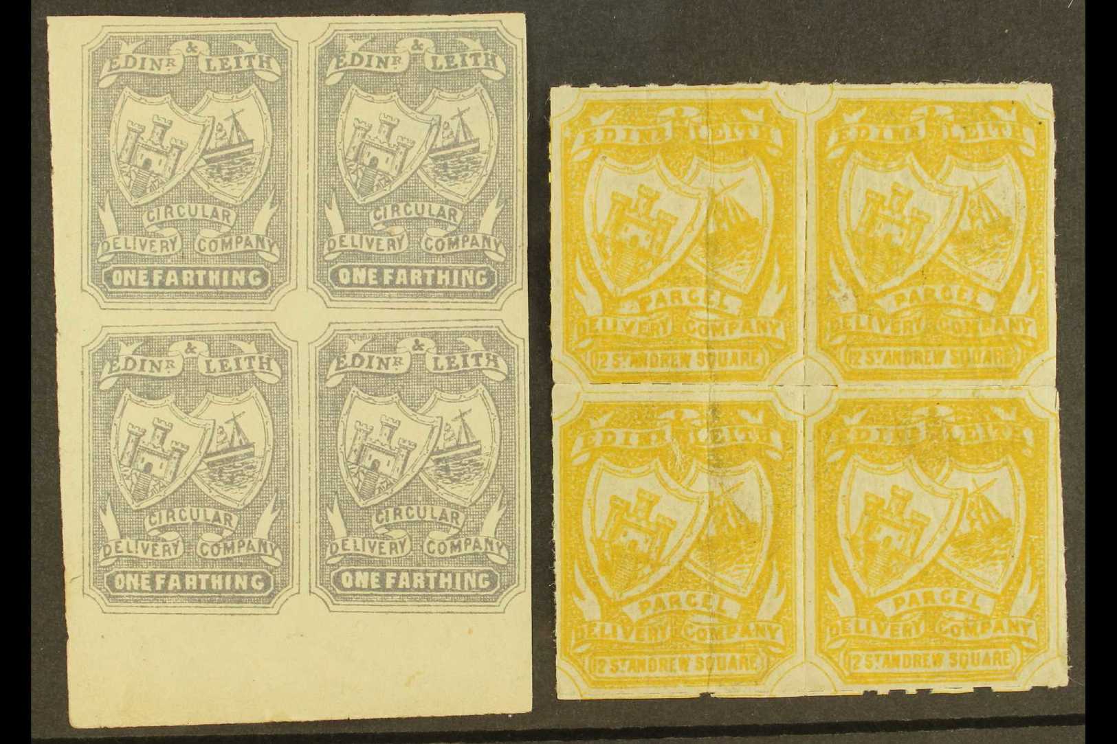 CIRCULAR DELIVERY COMPANY LOCAL STAMPS  EDINBURGH & LEITH 1866 ¼ Grey-lilac Imperf, SG CD11, Mint BLOCK Of 4 (two Stamps - Autres & Non Classés