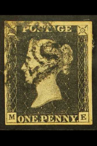1840  1d Black 'ME' Plate 5, SG 2, Used With 4 Margins & Neat Black MC Pmk Over One Corner. For More Images, Please Visi - Sin Clasificación