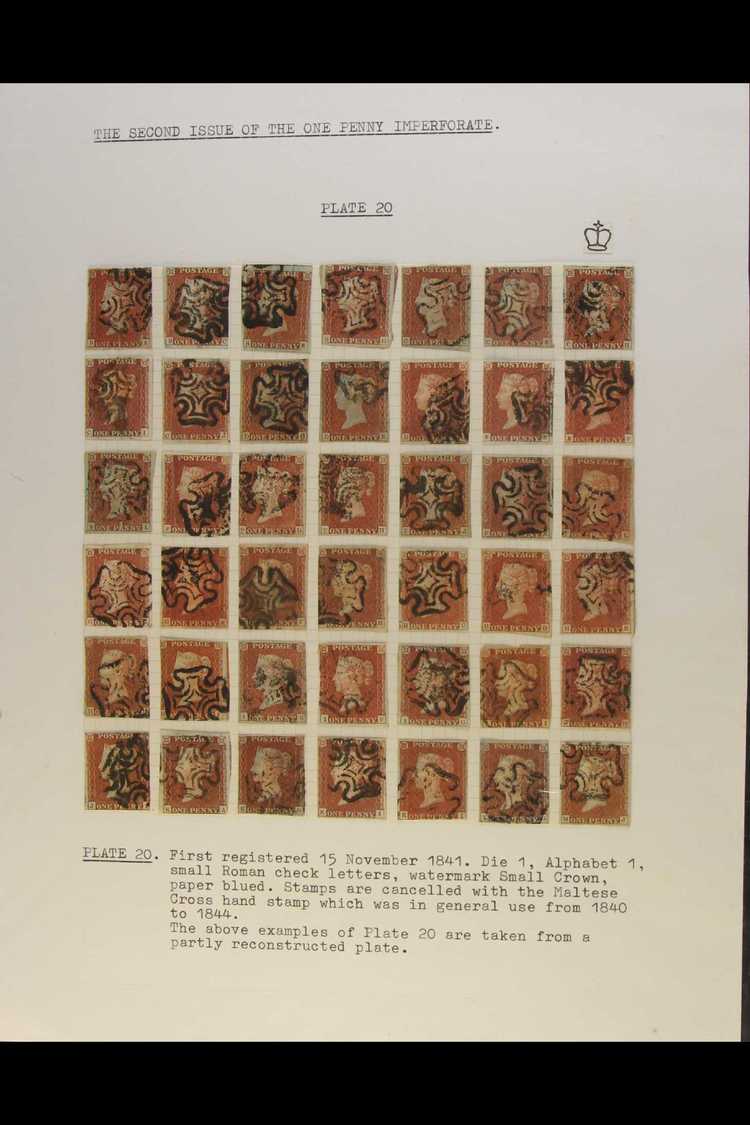 1841  1d Red, Imperfs From Plates 20 & 22, Includes A 9 Page (one Frame) Display, Written Up And Showing A Number Of Dif - Otros & Sin Clasificación
