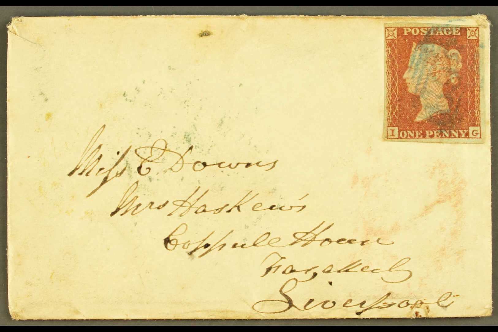 1841  1d Red- Brown With 4 Margins Tied To 1853 (4 Jun) Env By Fine Numeral Postmark In BLUE (SG 8p) For More Images, Pl - Autres & Non Classés