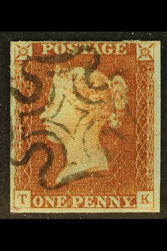 1841  1d Red-brown 'TK' From "black Plate" 2, SG 7, Used With 4 Margins And Neat Black Maltese Cross Postmark. For More  - Otros & Sin Clasificación