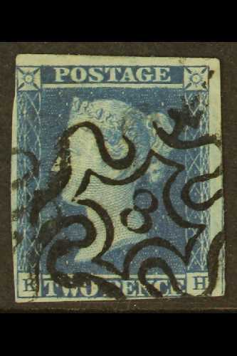 1841  2d Blue Cancelled By "8" IN MALTESE CROSS Postmark, SG 14f, A Superb Strike On This Large Stamp, Margins / Touchin - Otros & Sin Clasificación
