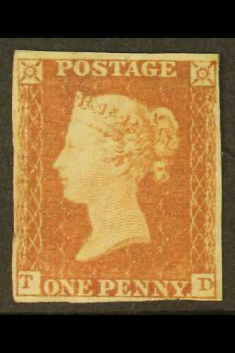1850-51  1d Red-brown Plate 103, SG 8, Mint Part OG With 4 Close Cut Margins. Fresh Looking. For More Images, Please Vis - Other & Unclassified