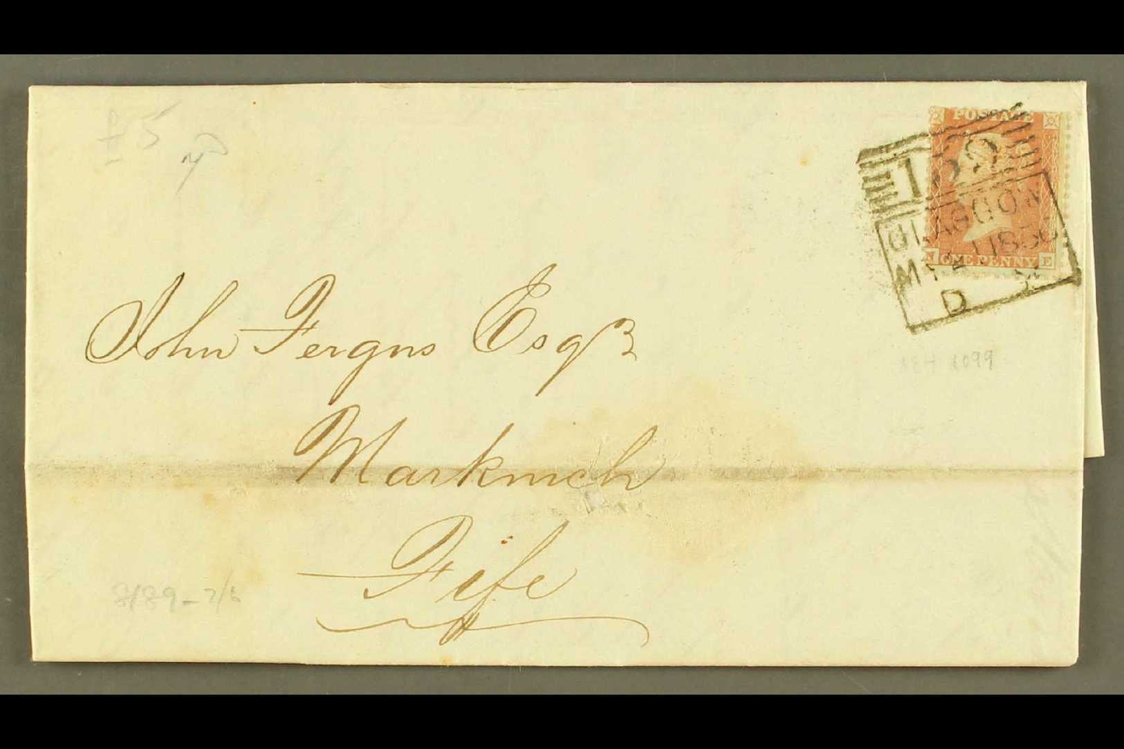 1856 MADELEINE SMITH EXPERIMENTAL POSTMARK  (May) Entire Letter To Fife, Bearing 1d Red Tied By Good Clear Strike. For M - Otros & Sin Clasificación