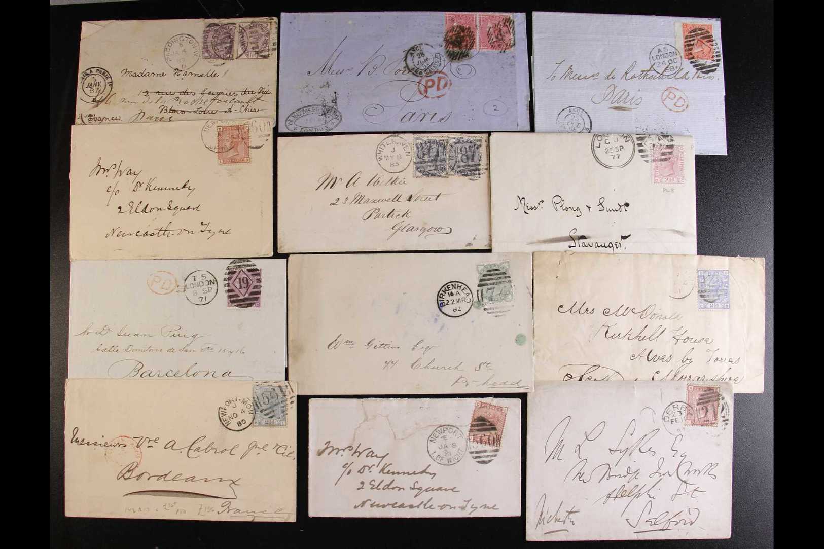 1858 - 1887 COVERS ASSORTMENT.  An Interesting Hoard Including 1855-57 4d Pair On 1858 Cover To Paris, 1865-67 4d Plate  - Otros & Sin Clasificación