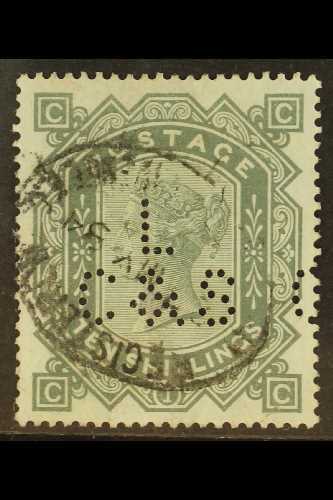 1867-83  10s Greenish Grey Watermark Anchor, SG 135, Used With Light Registered Cancel, With "L / C & S" Commercial Perf - Otros & Sin Clasificación