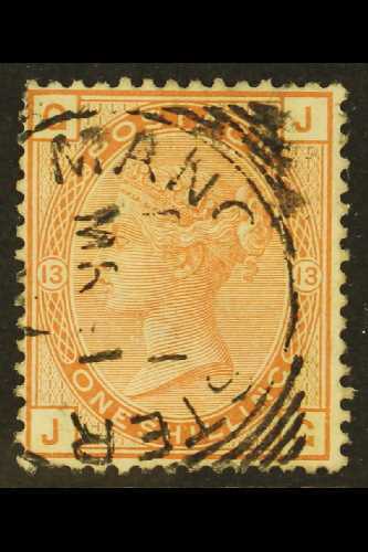 1873-80  1s Orange-brown Plate13, SG 151, Very Fine Used, A Couple Of Shortish Perfs, Manchester Cds Cancellation. A Lov - Autres & Non Classés