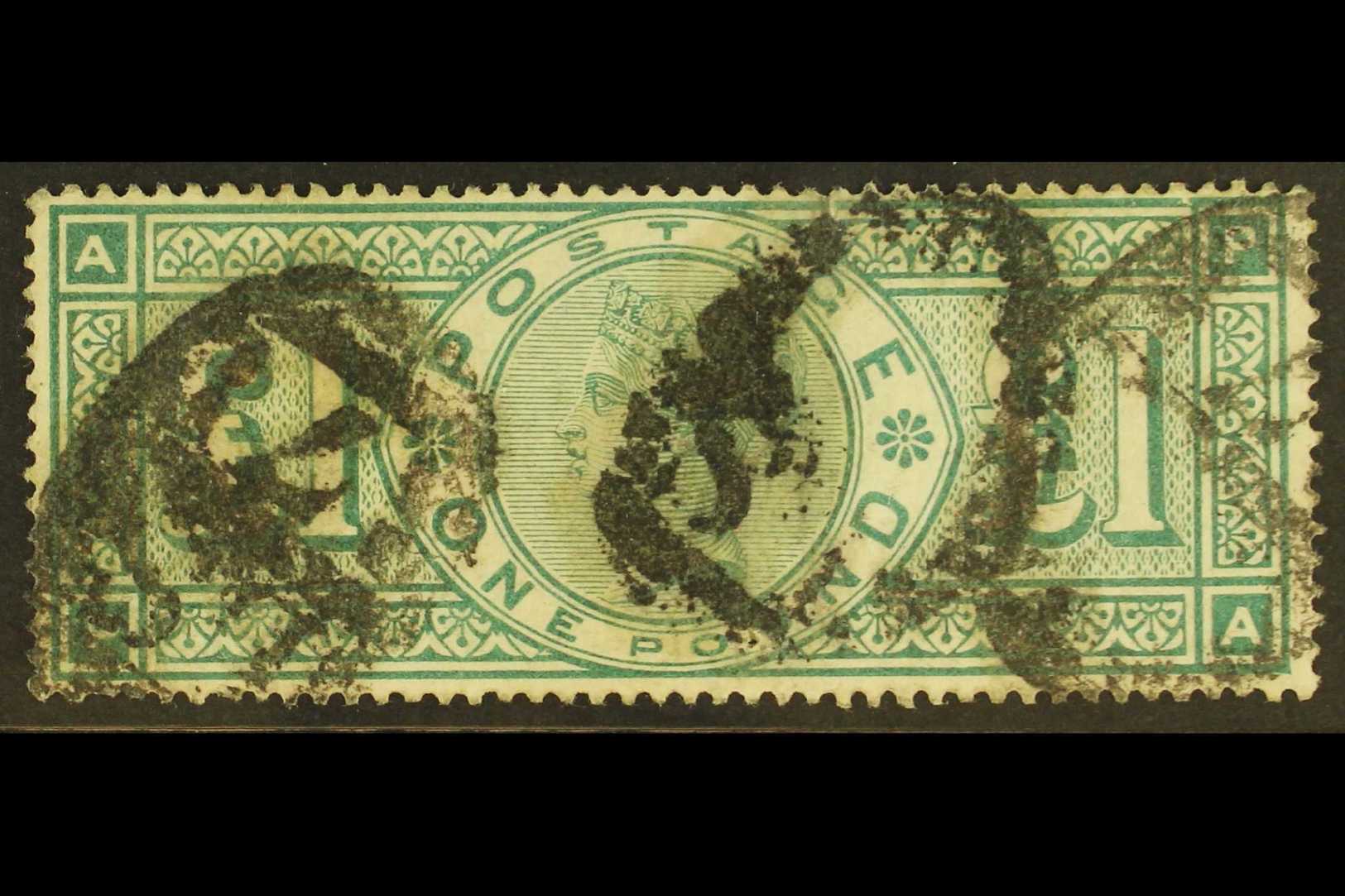 1887  £1 Green, SG 212, Good Used, Tiny Pinhole Otherwise Sound With Perfs All Round And Neat Cancels. Cat £800. For Mor - Otros & Sin Clasificación