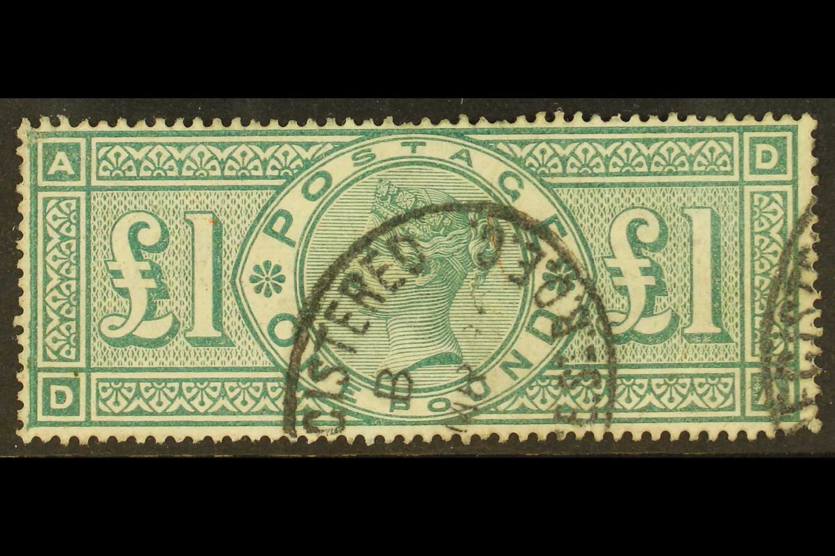 1887-92  £1 Green, SG 212, Very Fine Used With Some Perf Faults. Cat £800. For More Images, Please Visit Http://www.sand - Otros & Sin Clasificación