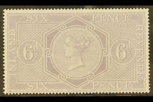 POSTAL FISCAL  1860-7 6d Pale Reddish Lilac, Wmk Anchor 16mm, SG F14, Never Hinged Mint. A Beautiful Example, Rare In Th - Other & Unclassified