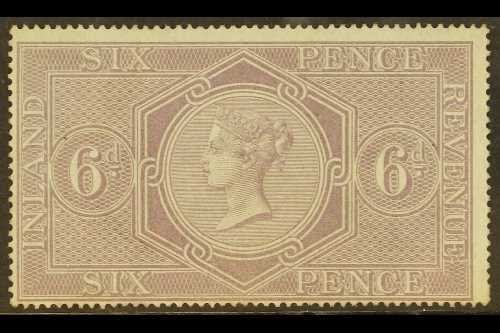 POSTAL FISCAL  1860-7 6d Reddish Purple, Wmk Anchor 16mm, SG F14, Fine Mint. For More Images, Please Visit Http://www.sa - Other & Unclassified
