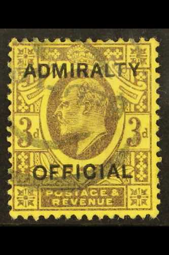 OFFICIALS  ADMIRALTY. 1903 3d Purple/yellow, SG O106, Cds Used For More Images, Please Visit Http://www.sandafayre.com/i - Unclassified