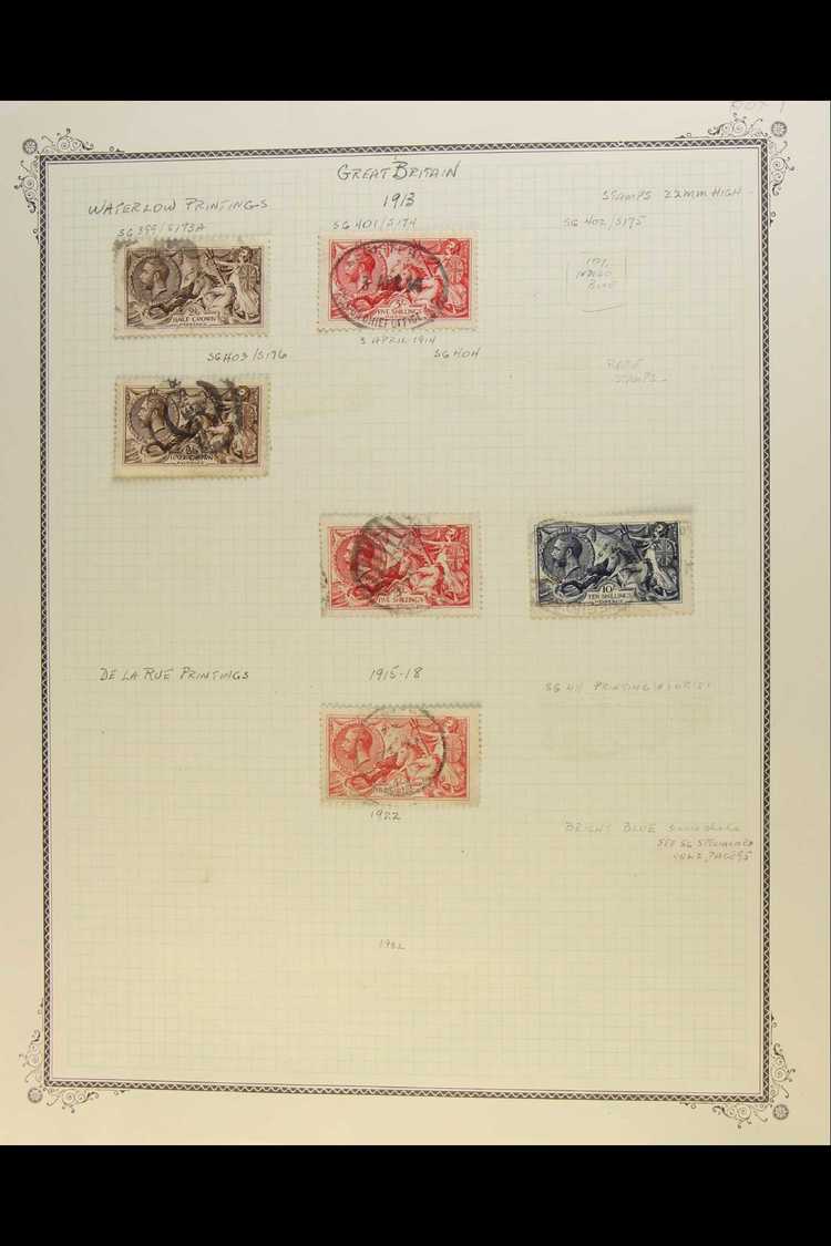 1913-34 SEAHORSE COLLECTION CAT £5000+  A Delightful Selection, Identified By Printer With Shade & Postmark Interest Pre - Non Classés