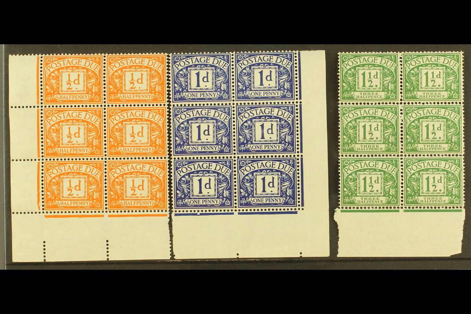 POSTAGE DUE  1955-57 (Mult St Edward's Crown & E2 Sideways Wmk) ½d Orange, 1d Violet Blue & 1½d Green, SG D46/48, Never  - Autres & Non Classés