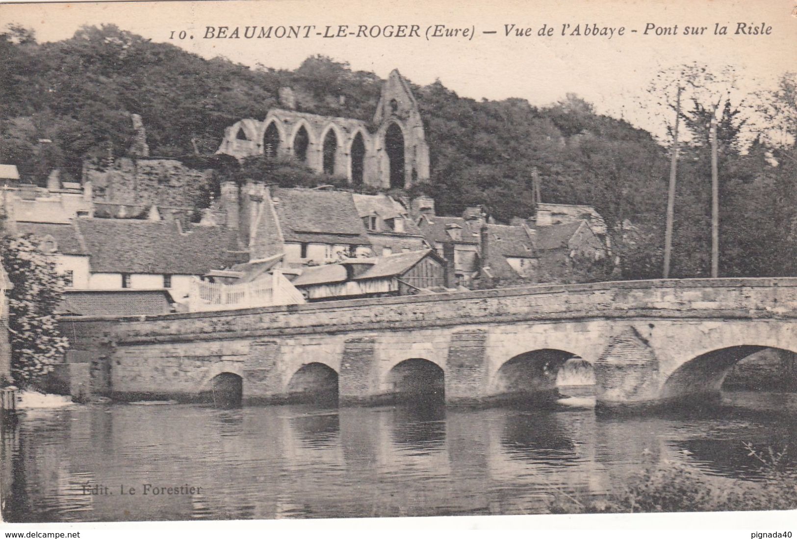 Cp , 27 , BEAUMONT-le-ROGER , Vue De L'Abbaye , Pont Sur La Risle - Beaumont-le-Roger