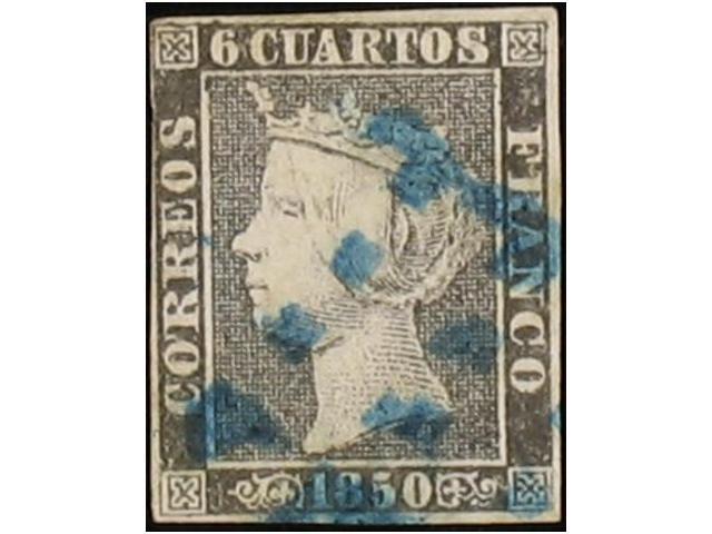 O SPAIN: ISABEL II. 1850. 6 CUARTOS BLACK - Otros & Sin Clasificación