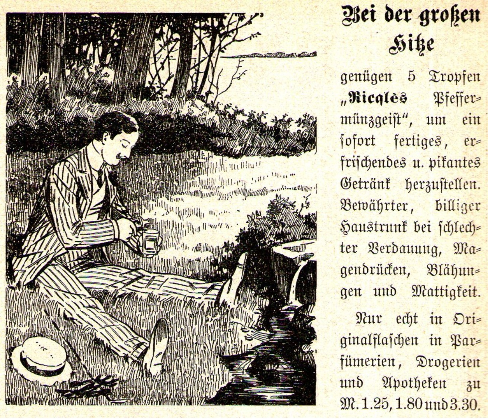 Original-Werbung/ Anzeige 1907 - RICQLÉ'S PFEFFERMÜNZGEIST - Ca. 90 X 75 Mm - Werbung