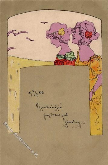 Kirchner, R. Unsigniert Frauen Jugendstil Künstlerkarte I-II Art Nouveau Femmes - Andere & Zonder Classificatie