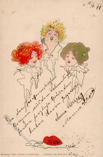 Kirchner, Raphael Frauen Künstler-Karte 1899 I-II (fleckig) Femmes - Andere & Zonder Classificatie
