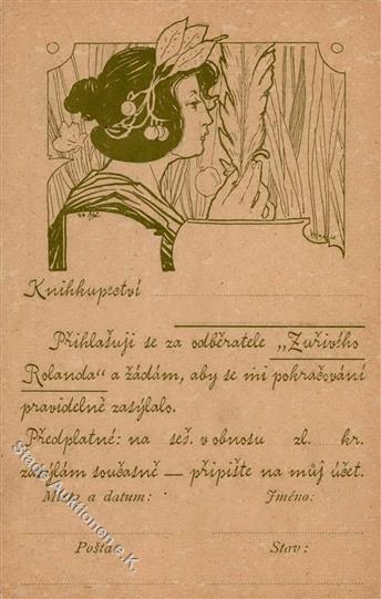 JUGENDSTIL - Sign. Künstlerkarte 1898 I-II - Andere & Zonder Classificatie
