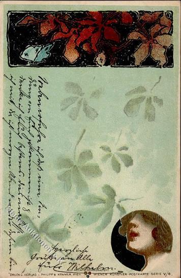 Jugendstil Frau  Künstlerkarte 1898 I-II Art Nouveau - Andere & Zonder Classificatie
