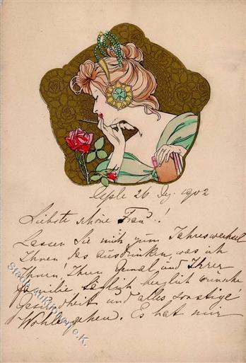 Jugendstil Frau  Künstlerkarte 1902 I-II Art Nouveau - Andere & Zonder Classificatie