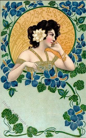 Jugendstil Frau Künstler-Karte I-II (Stauchung) Art Nouveau - Andere & Zonder Classificatie