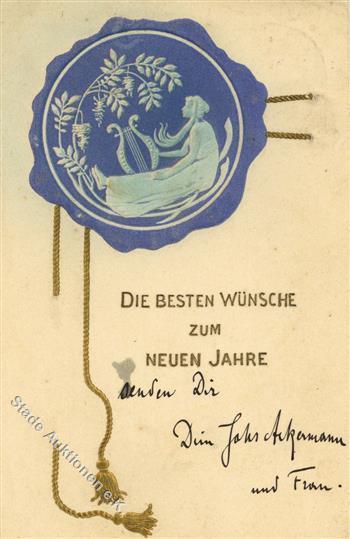 Jugendstil Frau Neujahr Geprägt Künstler-Karte 1904 I-II Art Nouveau Bonne Annee - Andere & Zonder Classificatie