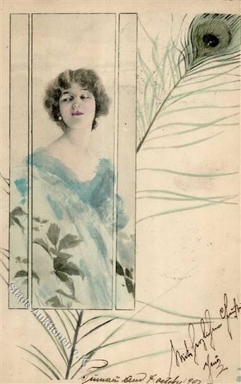 Jugendstil Frau Neujahr Künstler-Karte 1902 I-II Art Nouveau Bonne Annee - Andere & Zonder Classificatie