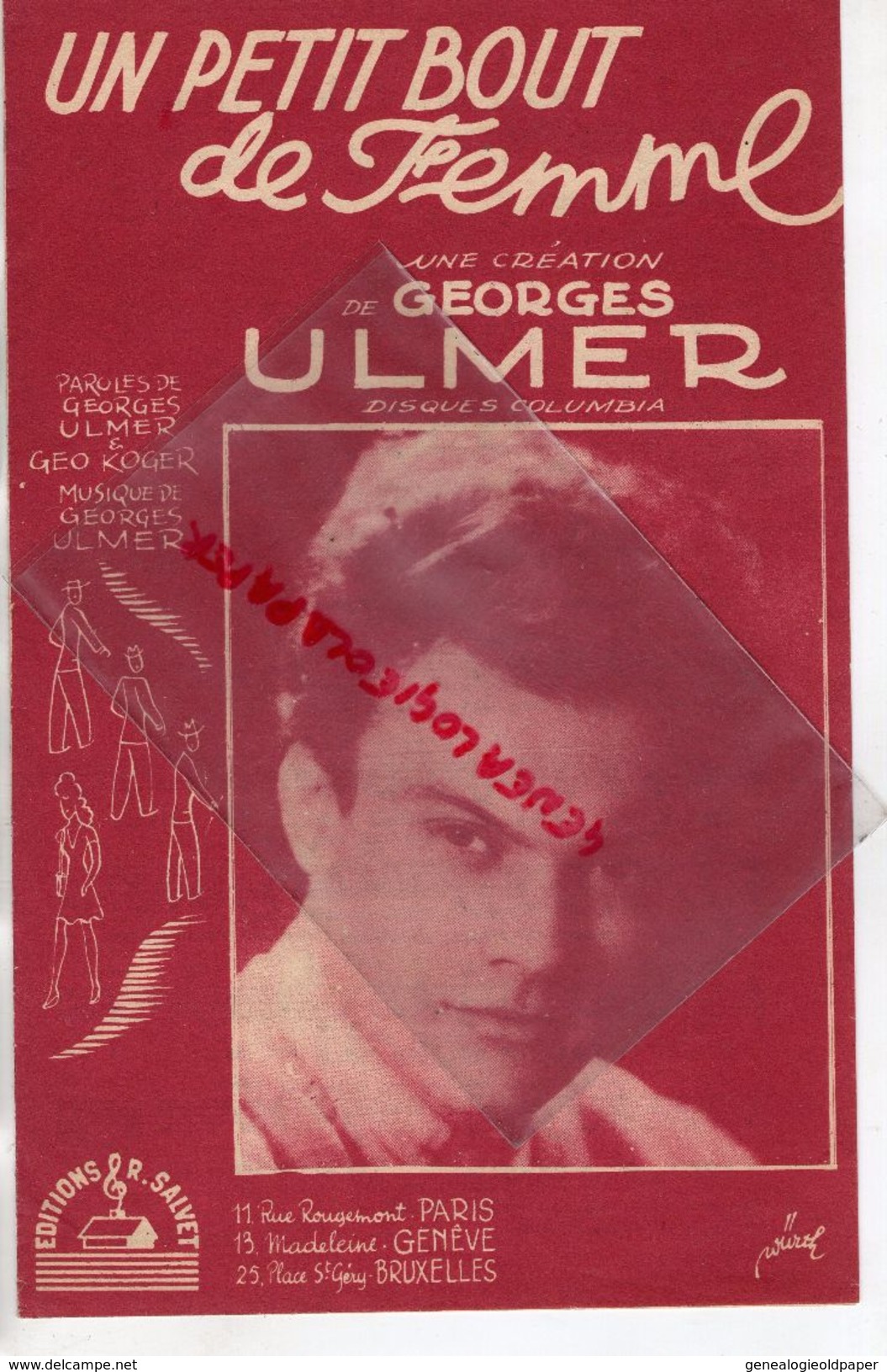 PARTITION MUSIQUE- UN PETIT BOUT DE FEMME-GEORGES ULMER-GEO KOGER--EDITIONS SALVET PARIS 1946 - Scores & Partitions