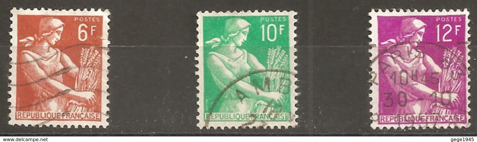 France 1957  Oblitéré   N° 1115  - 1115A  - 1116    - Type Moissonneuse - 1957-1959 Oogst