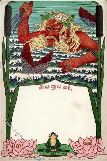 Jugendstil Neptun Frosch  Künstlerkarte I-II Art Nouveau Grenouille - Autres & Non Classés