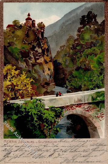 Diemer, Z. Meran Zenoburg U. Gilfbrücke Künstlerkarte 1903 I-II - Andere & Zonder Classificatie