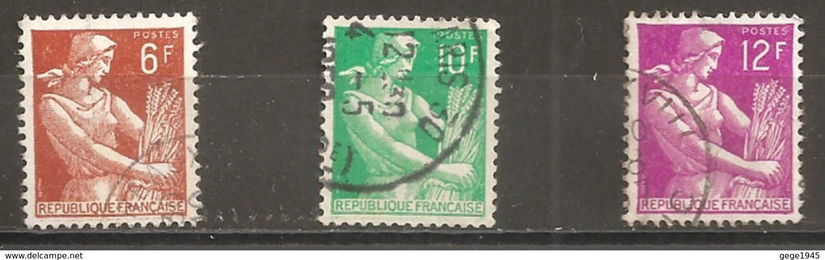 France 1957  Oblitéré   N° 1115  - 1115A  - 1116   -  Type Moissonneuse - 1957-1959 Mietitrice