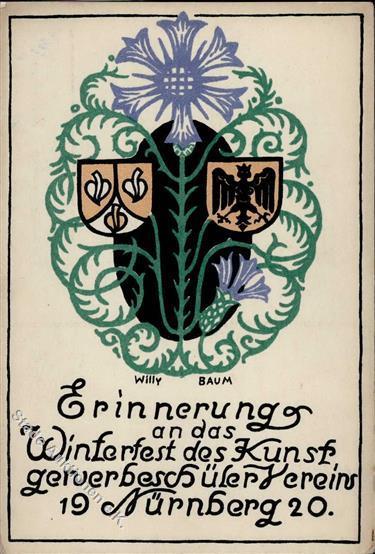 Künstler Nürnberg (8500) Sign. Baum, Willy Winterfest Des Kunstgewerbeschüler Verein Künstlerkarte I-II - Andere & Zonder Classificatie
