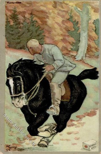 Künstler Sign. Georgi, W. Pferd Reiter Leibniz Keks  Künstlerkarte 1916 I-II - Andere & Zonder Classificatie