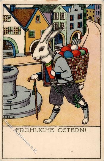 Künstler Sign. Marisch. G. Hase Personifiziert Ostern Künstlerkarte I-II Paques - Andere & Zonder Classificatie