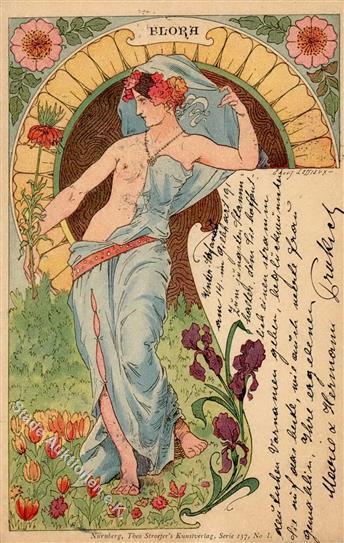 Lessieux, E. Flora Jugendstil Künstler-Karte 1905 I-II Art Nouveau - Andere & Zonder Classificatie