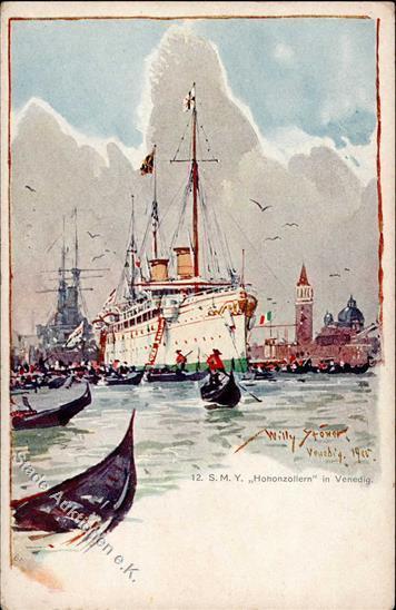 Stöwer, W. SMY Hohenzollern In Venedig Künstlerkarte I-II - Andere & Zonder Classificatie