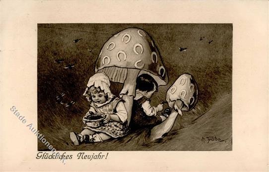Trübe, M. Pilze Kinder Neujahr  Künstlerkarte 1910 I-II Bonne Annee - Andere & Zonder Classificatie