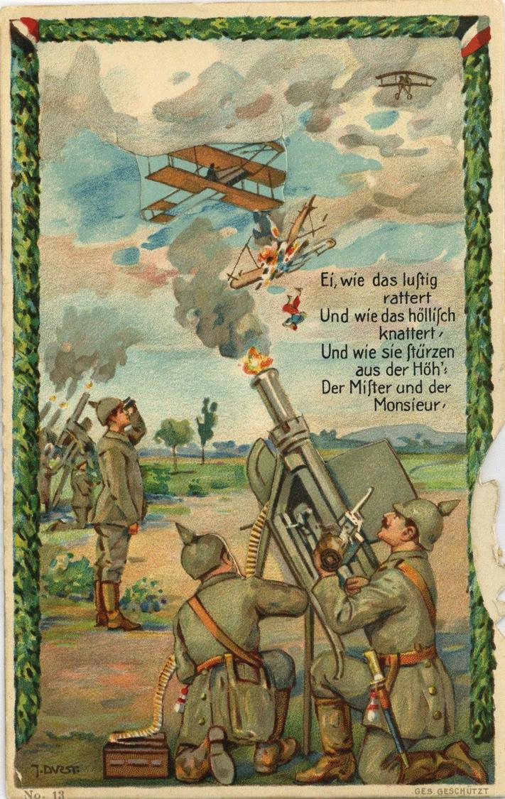 Mechanik-Karte WK I Flag Flugzeug Soldaten Drehkarte I-II Aviation - Andere & Zonder Classificatie