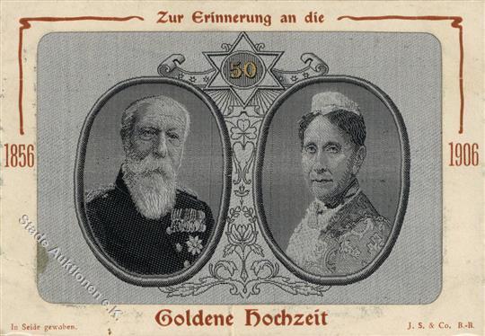 Seide Gewebt Grossherzog Friedrich Und Grossherzogin Luise Von Baden Goldene Hochzeit 1906 I-II Soie - Andere & Zonder Classificatie