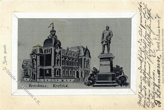 Seide Gewebt Krefeld (4150) Kreishaus Bismarck Denkmal 1902 I-II (fleckig) Soie - Andere & Zonder Classificatie