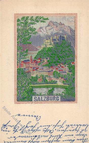 Seide Gewebt Salzburg (5020) Österreich Gewebt  Künstlerkarte I-II Soie - Andere & Zonder Classificatie