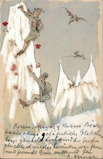Handgemalt Bergsteiger Österreich Ganzsache 1906 I-II Peint à La Main - Andere & Zonder Classificatie