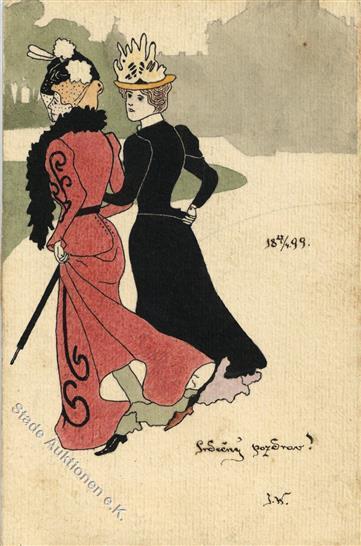 Handgemalt Frauen Jugendstil I-II (fleckig) Art Nouveau Peint à La Main Femmes - Andere & Zonder Classificatie
