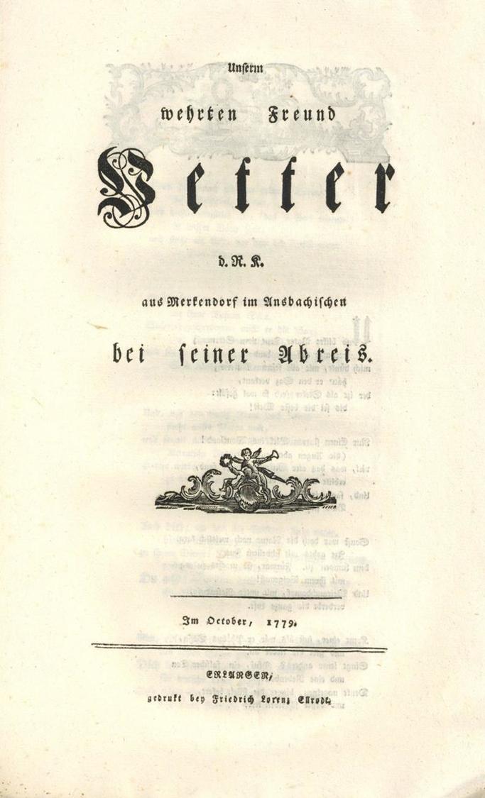 Freundschaftsbrief Merkendorf (8828) 1779 I-II - Altri & Non Classificati