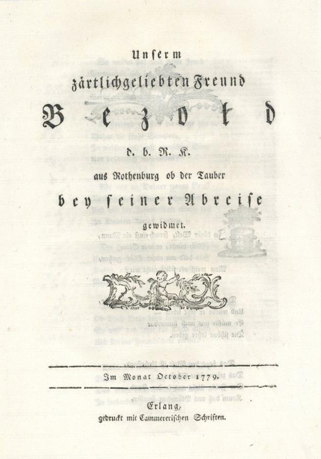 Freundschaftsbrief Rothenburg Ob Der Tauber (8803) 1779 I-II - Andere & Zonder Classificatie